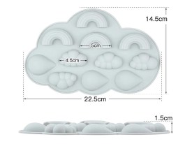 Molde silicona 8 figuras NUBE con arco iris 